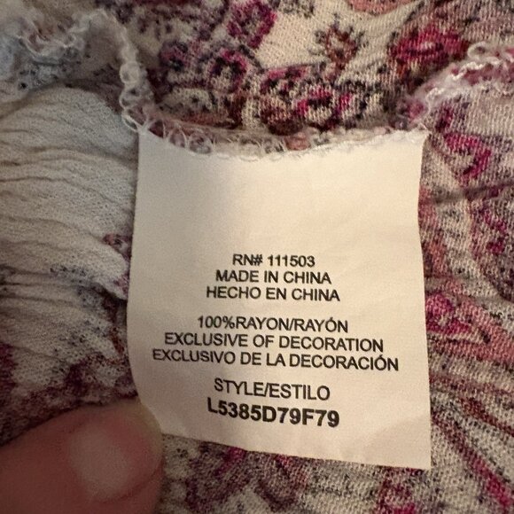 Love & Piece Wine and White Smocked Cropped Tank Spaghetti Strap Lace BOHO EUC - Picture 7 of 8